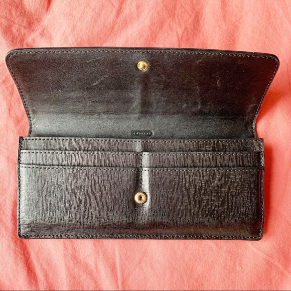 Coach Envelope Style Black Leather Wallet - Picture 6 of 8